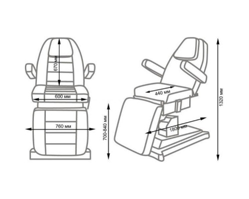 Альфа-11 Косметологическое кресло (электропривод, 3 мотора)